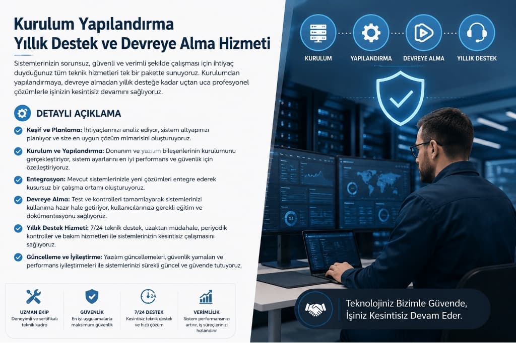 Kurulum Yapılandırma Yıllık Destek ve Devreye Alma Hizmeti