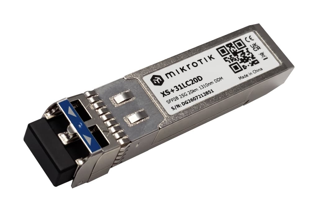 MikroTik XS+31LC20D | 1G/10G/25G SFP28 Single-Mode Fiber Modül, 20 km, LC