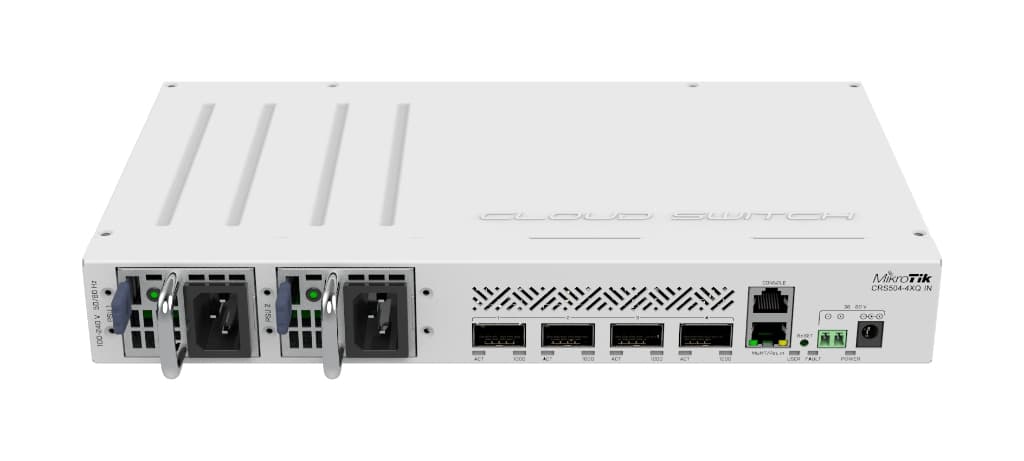 MikroTik CRS504-4XQ-IN 4× 100G QSFP28, 16× 25G breakout, 800 Gbps İç Mekan Omurga Switch